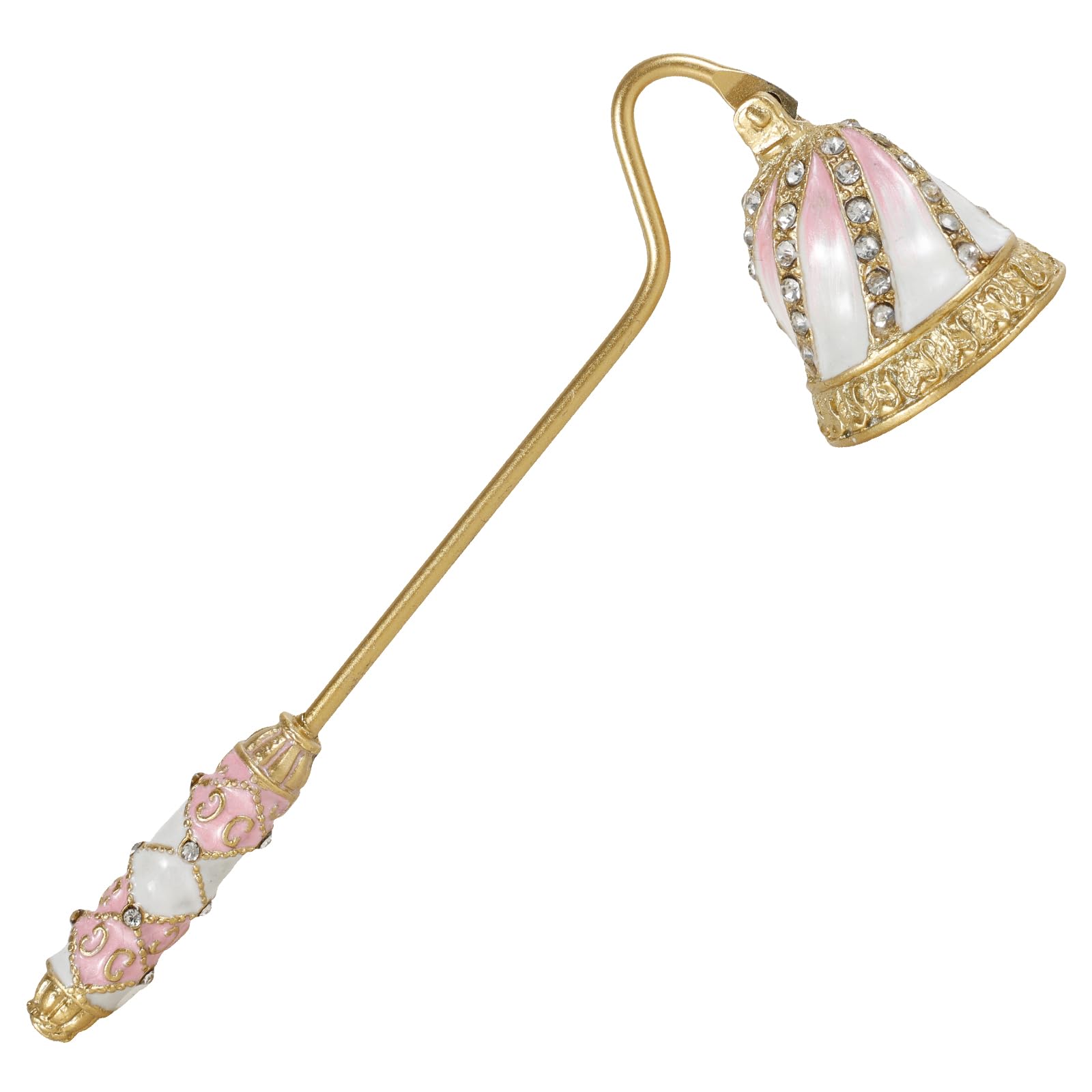 Elegant Candle Snuffer, Safe Candle Extinguisher with Long Handle ,Decorative Wick Flame Snuffer ,Vintage Metal Candles Stopper for Putting Out Extinguishing Candles Wick Flame Safely(pink white)