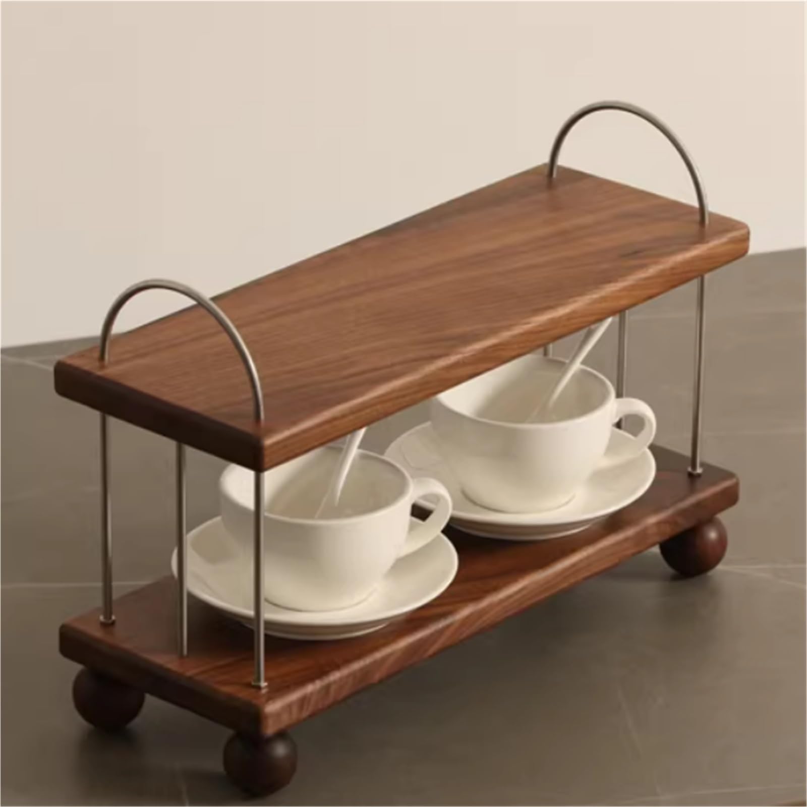 B3F7M4R9J2 Porta Tazze Portabicchieri laterale da pranzo for portaoggetti tavolo in legno massello for tazza tè(Black Walnut)