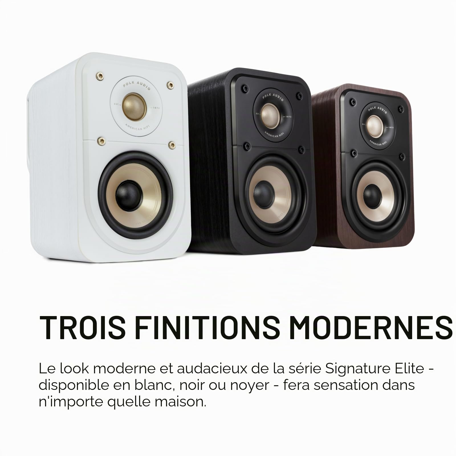 Polk Audio Signature Elite ES10 Enceintes Surround Hi-Res, Satellites Compactes, Compatibles Dolby Atmos/DTS:X (Paire) - Blanches