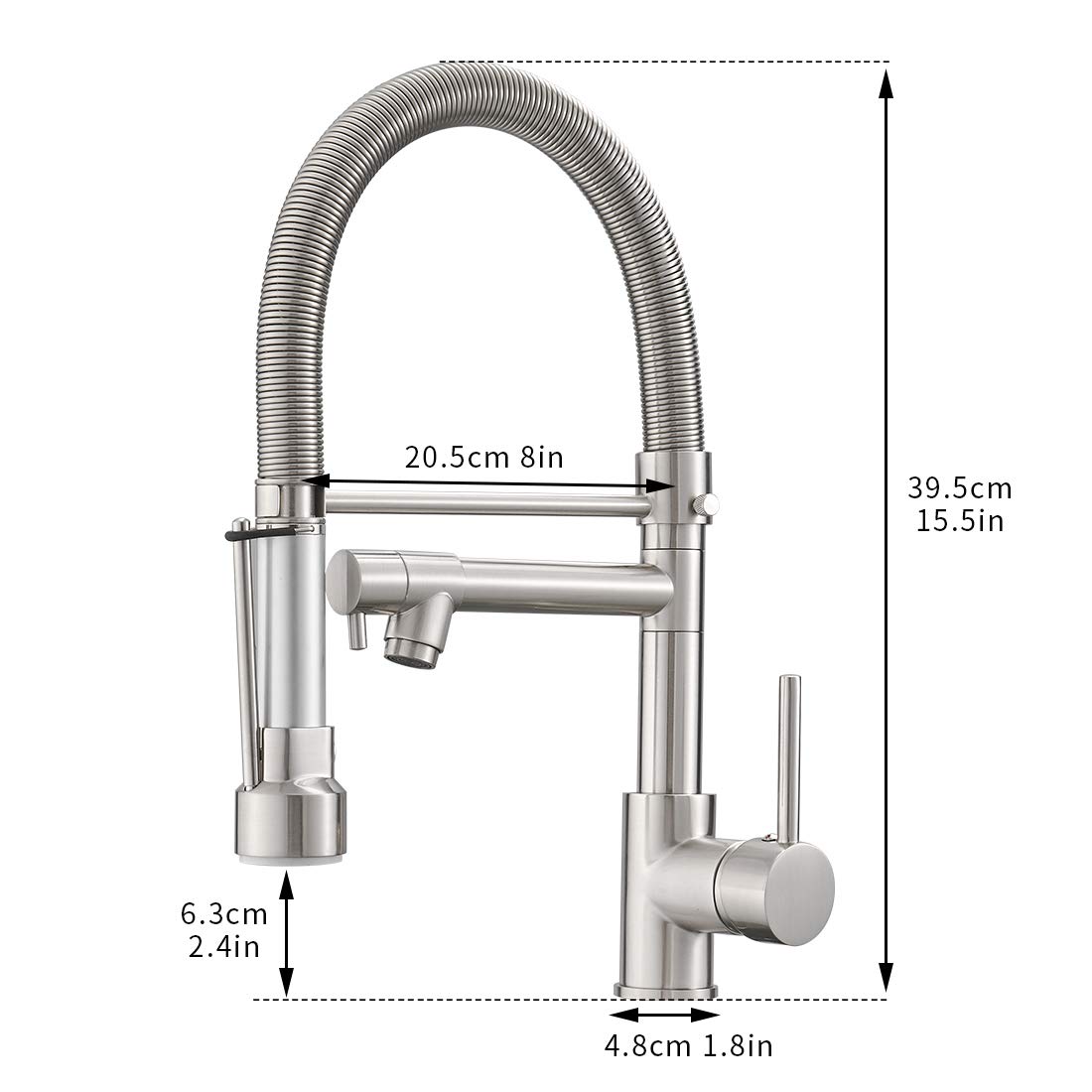 AIMADI Wasserhahn Küche Mischbatterien Pull Down Küchenarmatur mit Brause Spiralfederarmatur Küchenspüle Armatur Geschirrbrause Spültischarmatur Gebürsteter Nickel