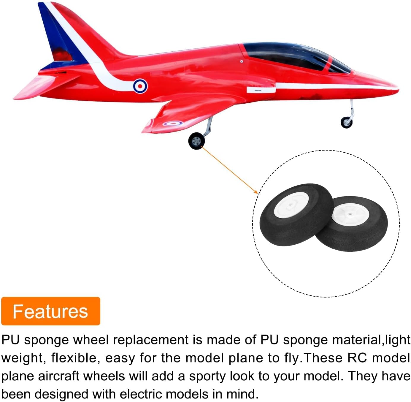 RC Airplane Wheels Tire, 4" Dia RC Airplane Aircraft Foam Wheel Super Light Tire and Wheel for DIY Model Plane Aircraft Helicopter