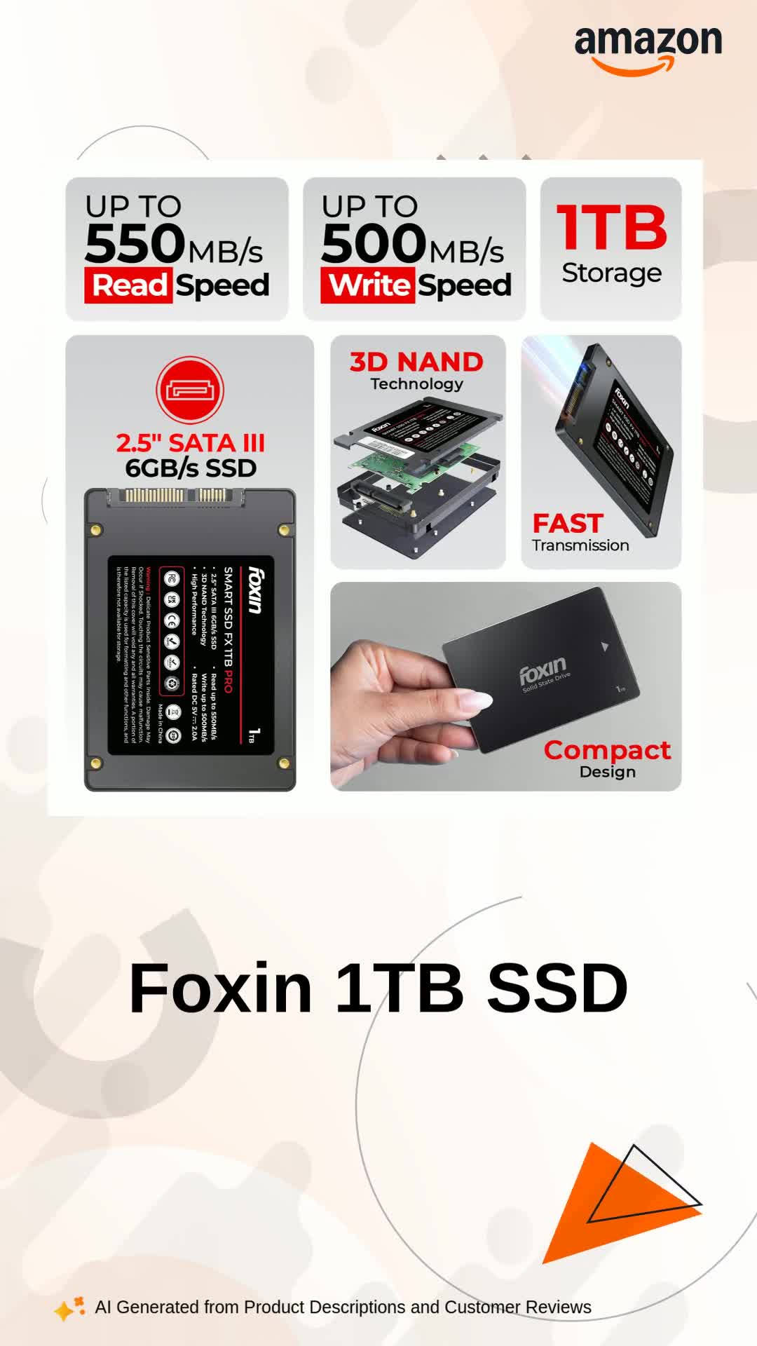 Foxin 512 GB PRO SSD Internal Solid State Drive 2.5 Inch SATA III
