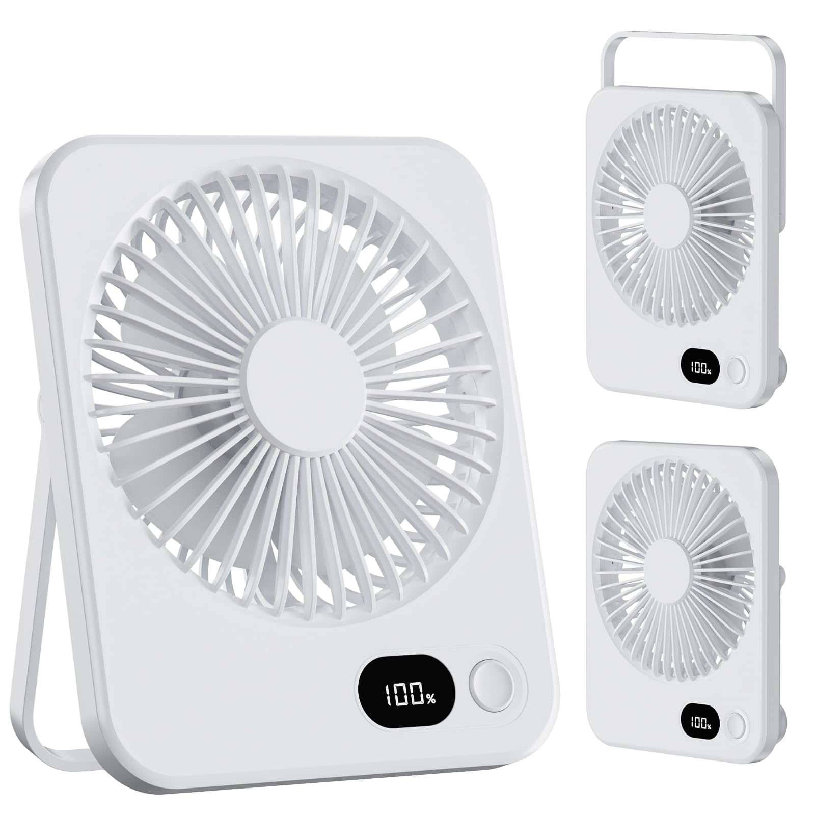 LuJasi Mini Ventilador Portatil 3600mAh Ventilador de Mesa 5 Velocidades 180 ° Plegable Silencioso Pantalla LED Fan para Oficina Mesa Hogar Fitness Viajes Exterior blanco