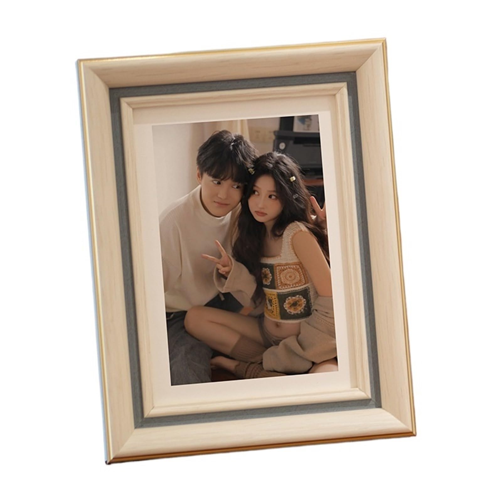 Picture Frame Hanging Wall 5-10 Inch Horizontal Resin Table A4 Wedding Dress Palace Retro For Photo And Picture(Texture white,7inch)