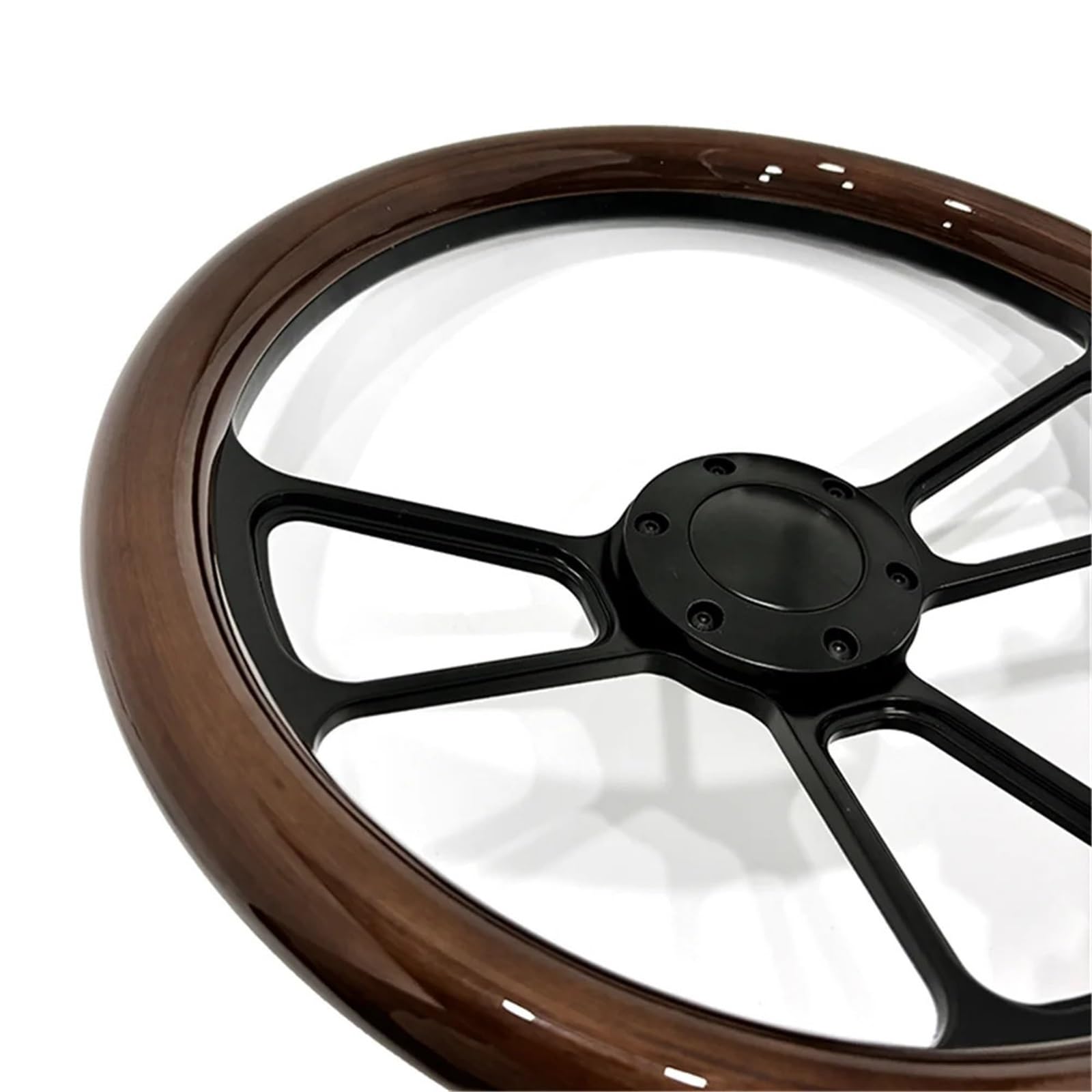 Volante da corsa Staffa universale a tre razze da 14 pollici 350 mm in legno massello marrone cromato nero, spessore 5 per corsa rallye