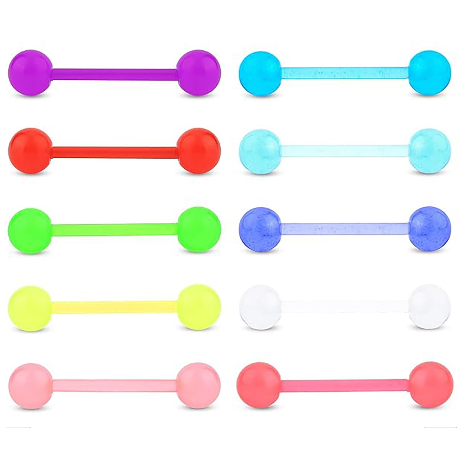 Ryaupy10PCS Piercing lengua Juego piercings pezón plástico - plástico Flexible Piercing Lengua joyería (10mm)