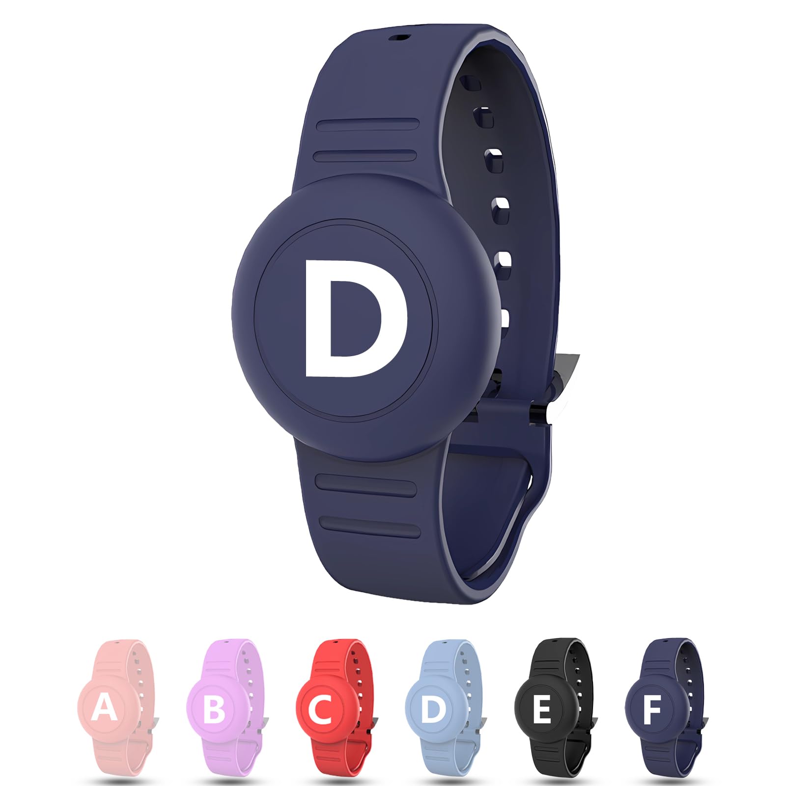 Waterproof Bracelet for AirTag Kids, Personalized Initial Letter Hidden Holder Compatible with Air Tag, Silicone Case for Airtag Adjustable Anti-Lost
