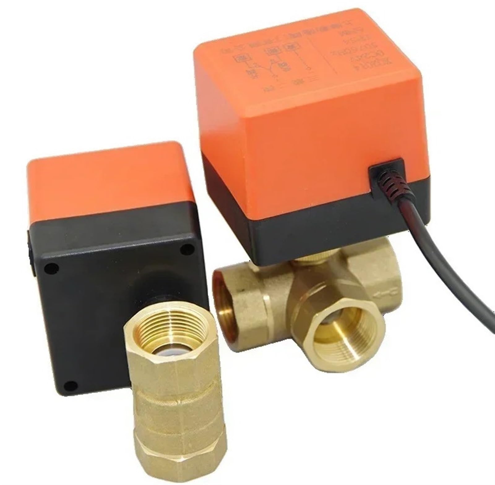 Válvula de Bola de Rosca eléctrica de latón AC 220V DC 12V 24V válvula de Agua solenoide de 3 Cables de 2 vías con actuador DN15/20/25/32/40/50(220V_3 Way)
