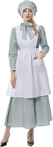 Miniatura 2 de ROLECOS - Vestido de disfraz de pionero para mujer, ropa histórica americana, vestido colonial modesto de la pradera