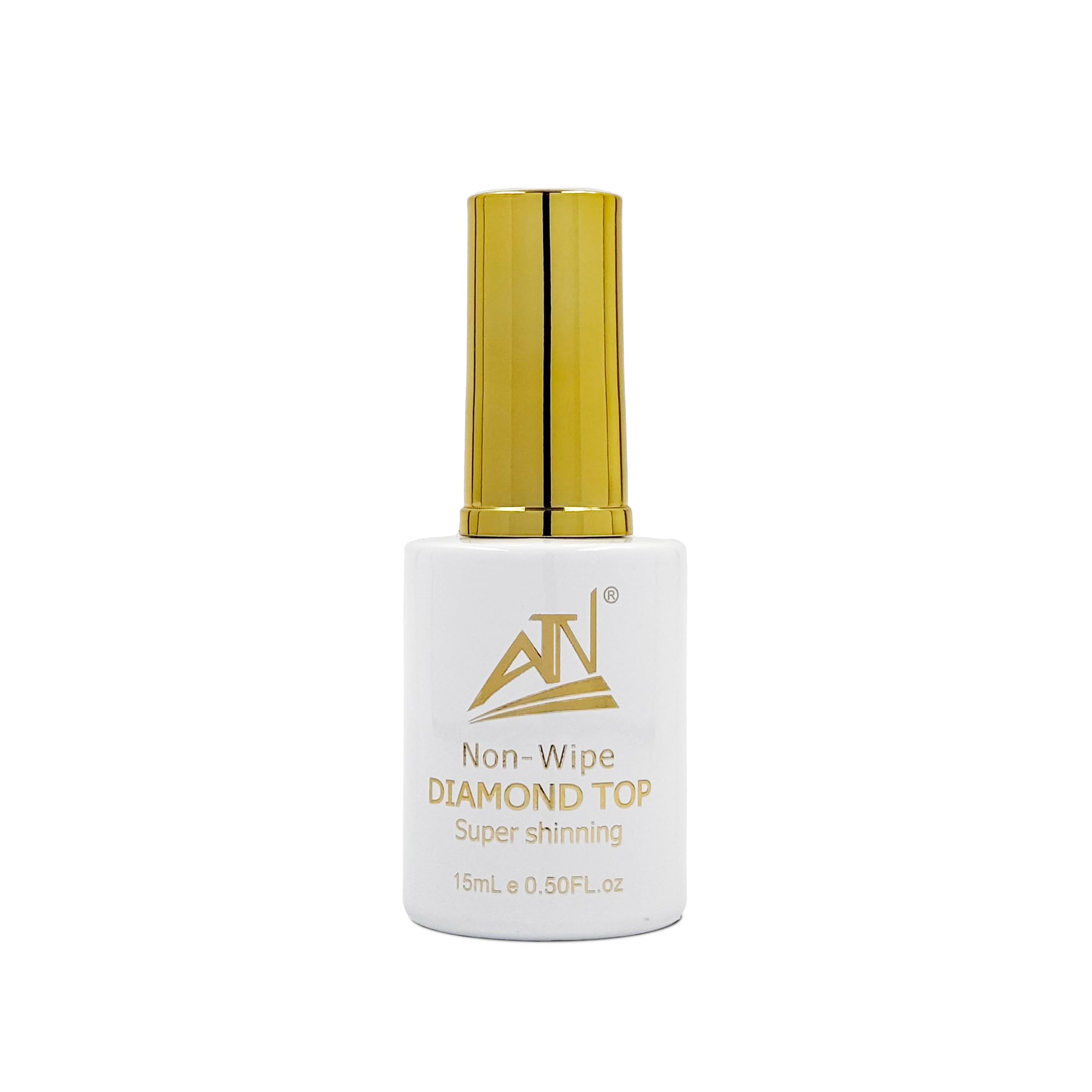 ATN Nail NEW Diamond Top Coat 15ml – No Wipe Gel Top for Mirror Shine & Long-Lasting Nails, LED/UV Curing, Professional Finish