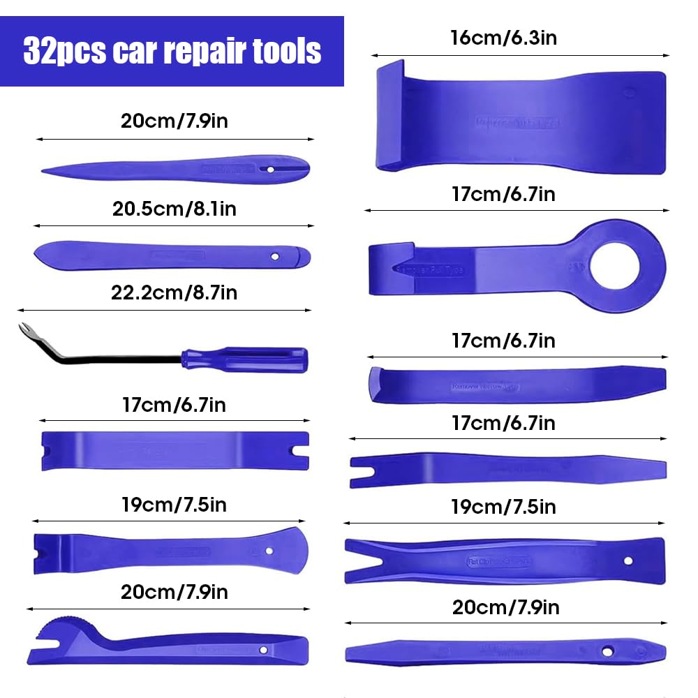 32 Piezas Herramientas Kit Desmontar Coche, Coche Herramientas de Desmontaje Kit, Desmontadores de Plastico del Panel Frontal del Coche para Desmontar el Audio Vehículo, Radio