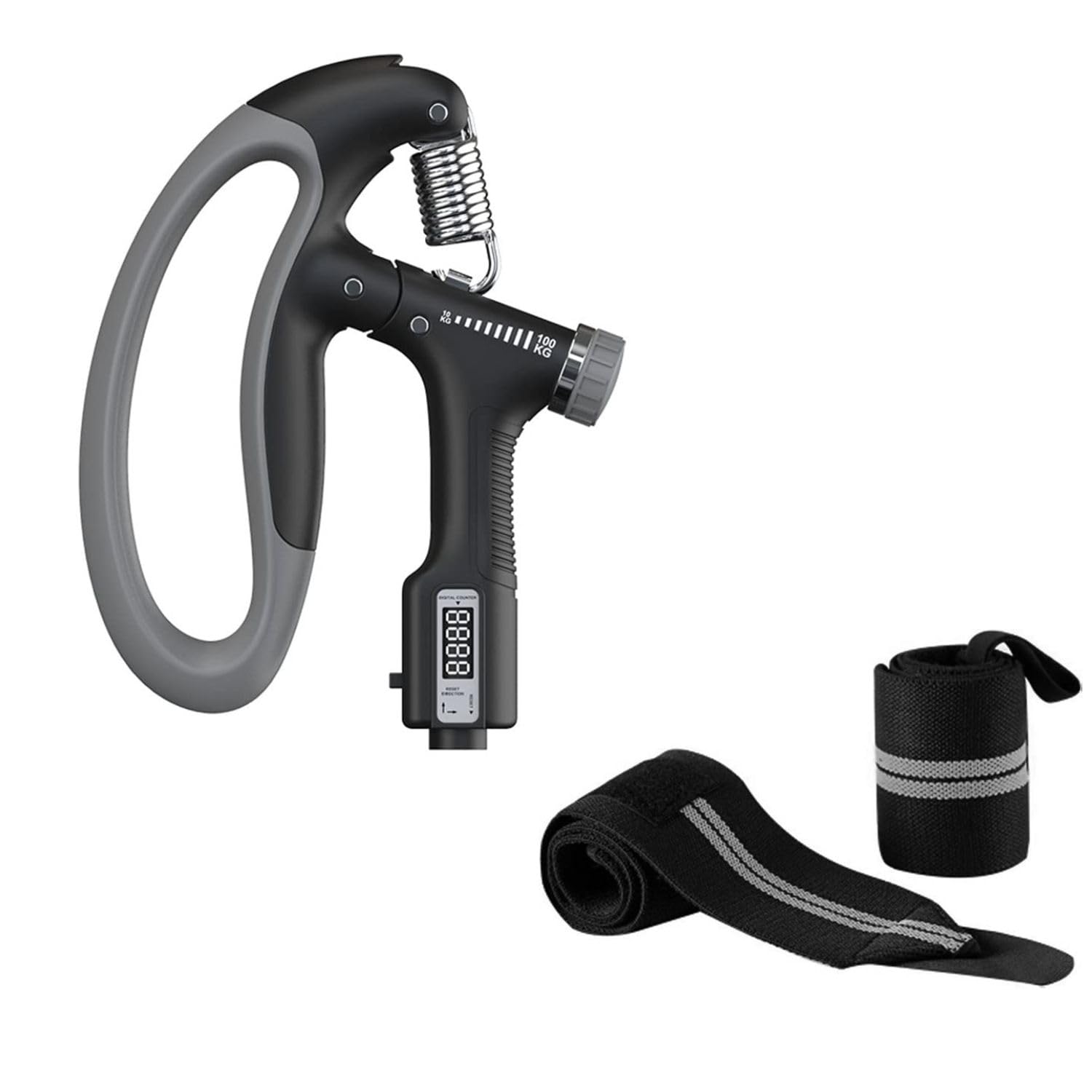 New Electronic Adjustable Hand Grip Strengthener | Wrist band Support for Men & Women |Hand Gripper With Counter for Men| Forearm Exercise | Finger Exercise With Gym Wrist Wrap- 100kg (BLACK) (B0D72TXMLT) Amazon Price History, Amazon Price Tracker