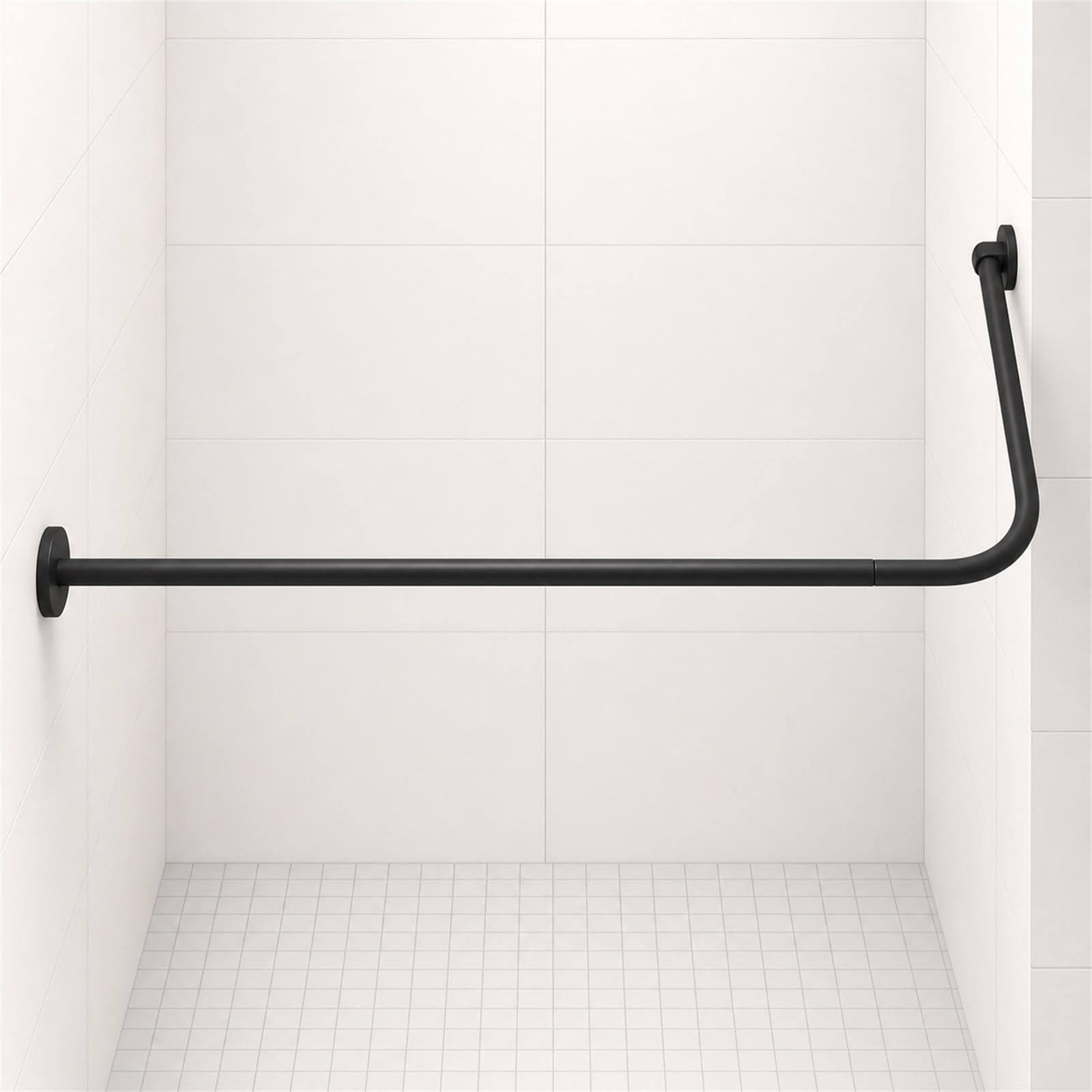 Rideau De Douche Rail en Acier Inoxydable,Barre pour Le Rideau de Douche Ovale,Tringle Rideau Douche Angle en Forme de L,Fixation Murale,pour Magasin De Vêtements Salle De Bain