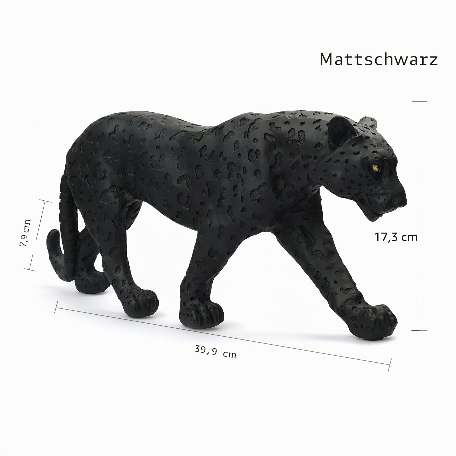 Geparden-Statue, schwarzer Panther, Leopardenfigur aus Harz, Tierskulptur, moderne Wohnkultur, realistische Leoparden-Skulptur, Schreibtischdekoration, 39.4 cm Lx17.5 cm H