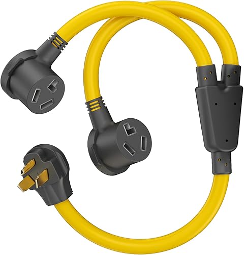 NEMA 10-30P a dos 10-30R 3 clavijas Secadora Y Splitter 3 pies, 30Amp 250Volt 7500W STW 10 AWG Cable adaptador Y para secador, para salida de