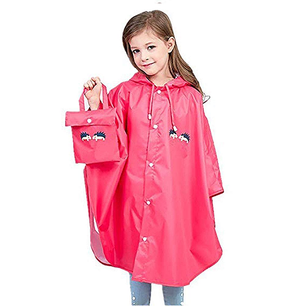 Kids Poncho Hooded Raincoat Durable Waterproof Portable Rain Cape for Boys Girls