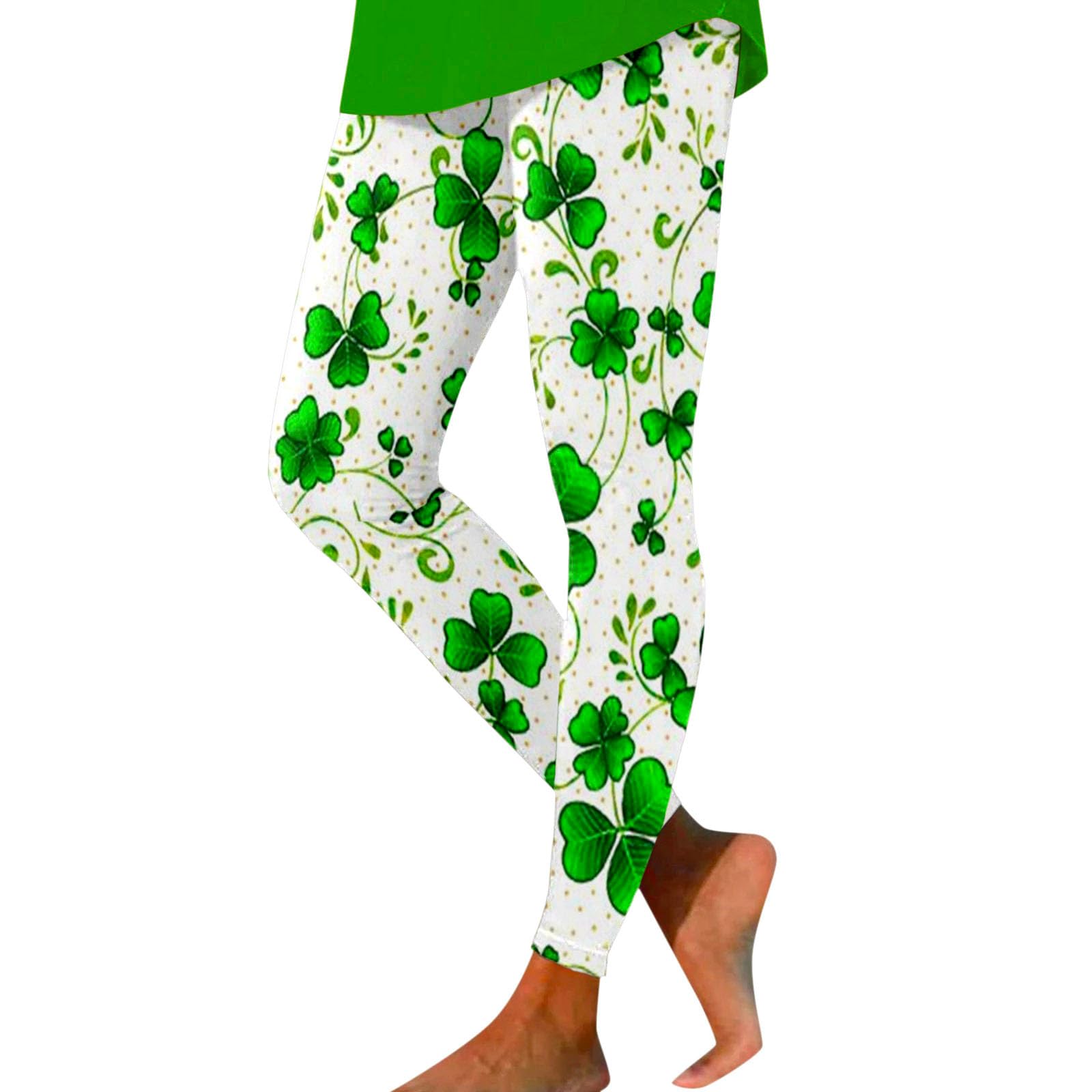 St.Patrick's Day Donna Irlandese Verde Trifoglio Skimpy Leggero Casual Foglie Trendy Sport Scrunch Butt Leggings Floreali Collant Yoga Pantaloni Running Collant Butt Lift Dimagrante