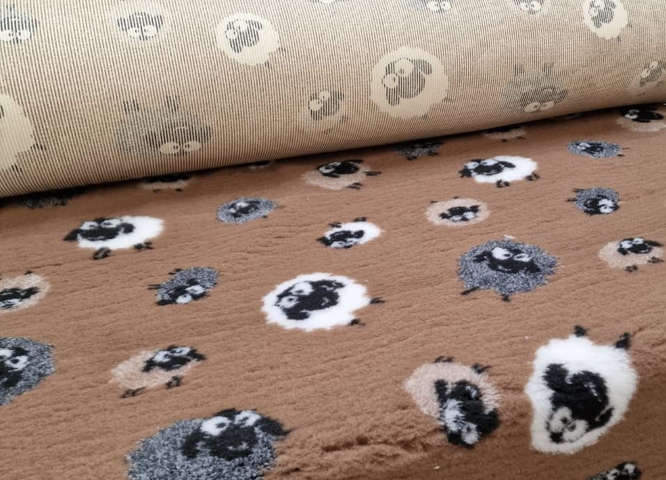 PnH Veterinary Bedding NON SLIP - Ribbed Rubber Backing Vet Bed/Whelping Fleece/Vet Bedding Rolls & Pieces In Our ANIMAL Design Range - COWS - SHEEP (75cm x 50cm, Brown Sheep) - Image 2