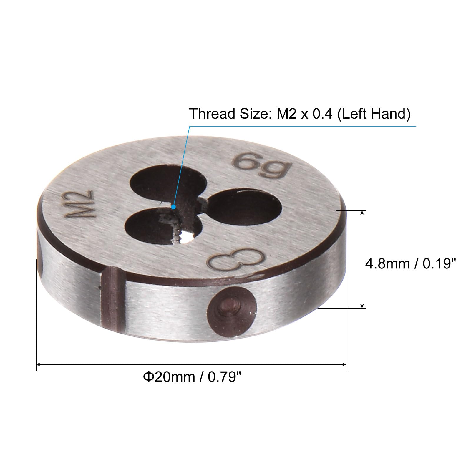 QUARKZMAN 2pz Maschiatura Rotonda, Metrica M2 x Filettatura 0,4 (Sinistra), Utensile di Riparazione in Acciaio Legato per Taglio Viti