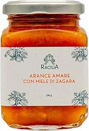 RACILIA Confiture d'Orange Amère Sicilienne au Miel de Fleur d'Oranger - Marmelade 100% Sicilienne, Sans Gluten, Italienne - 240gr