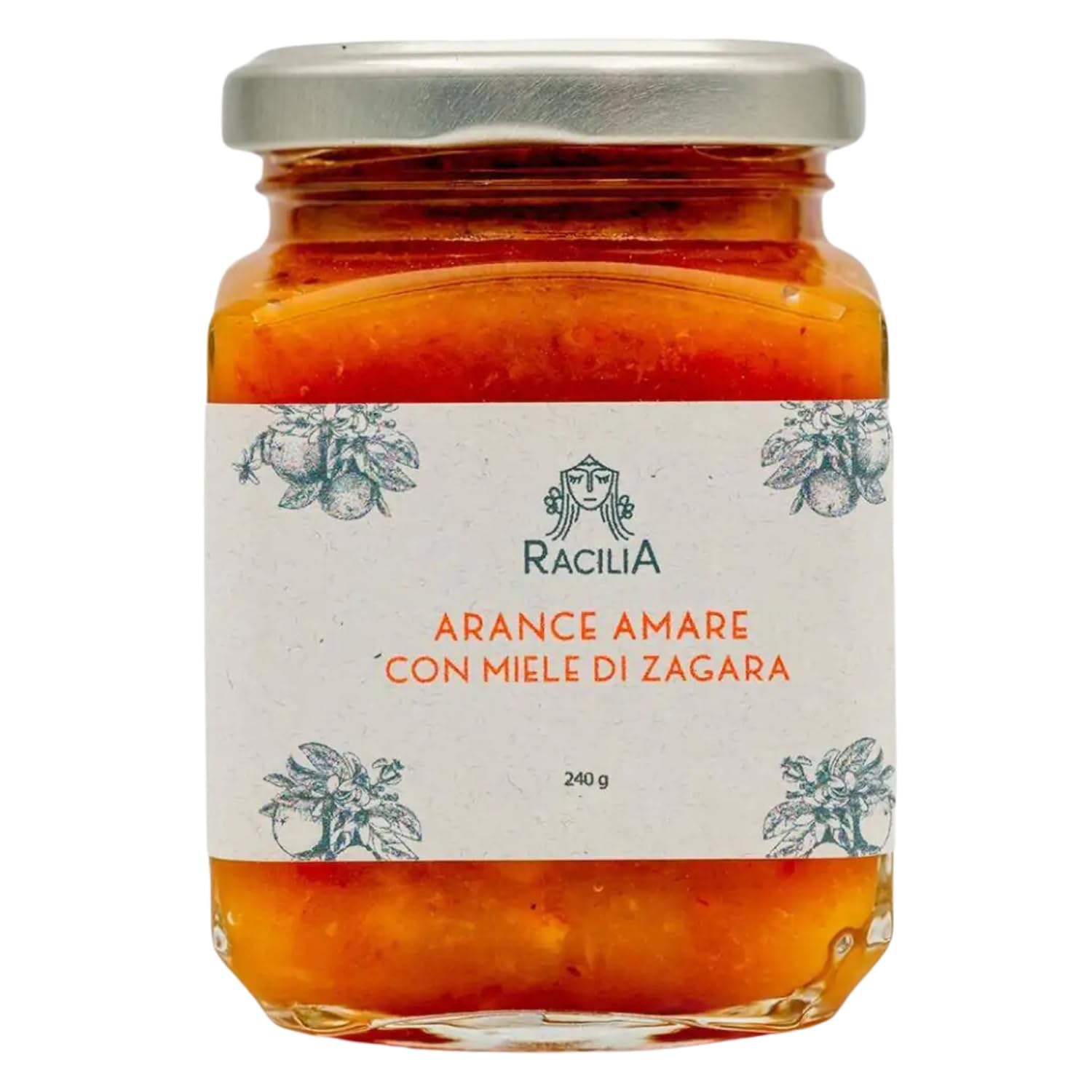 RACILIA Confiture d'Orange Amère Sicilienne au Miel de Fleur d'Oranger - Marmelade 100% Sicilienne, Sans Gluten, Italienne - 240gr - 1