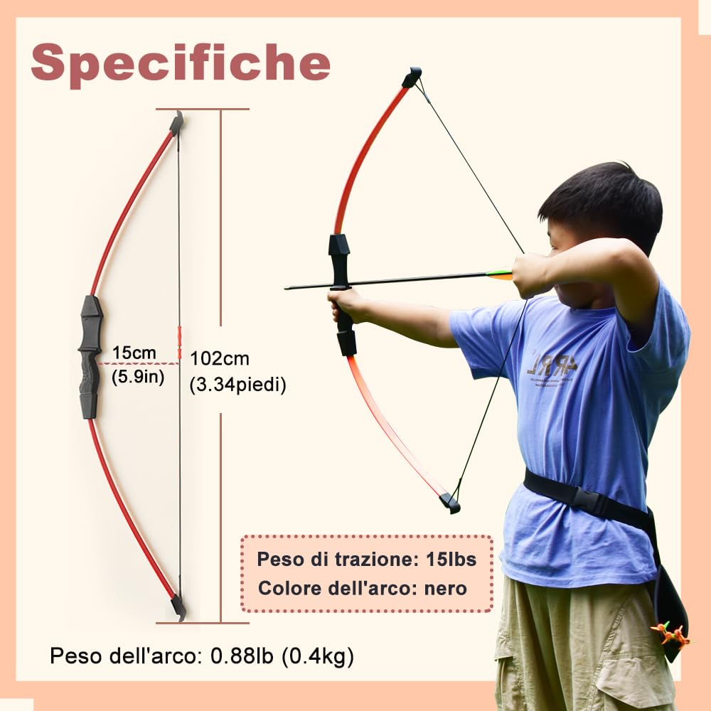 Set di Tiro con l'Arco per Adulti e Principianti con Faretra e Bersaglio
