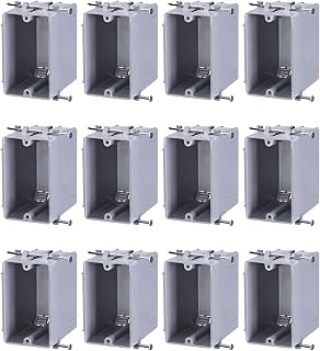 LEONLITE 12-Pack 22.5 CU.IN. New Work 1-Gang PVC Electrical Outlet Boxes - ETL Listed Ultra-Deep for GFCI, Dimmers, Step Lights, Gray