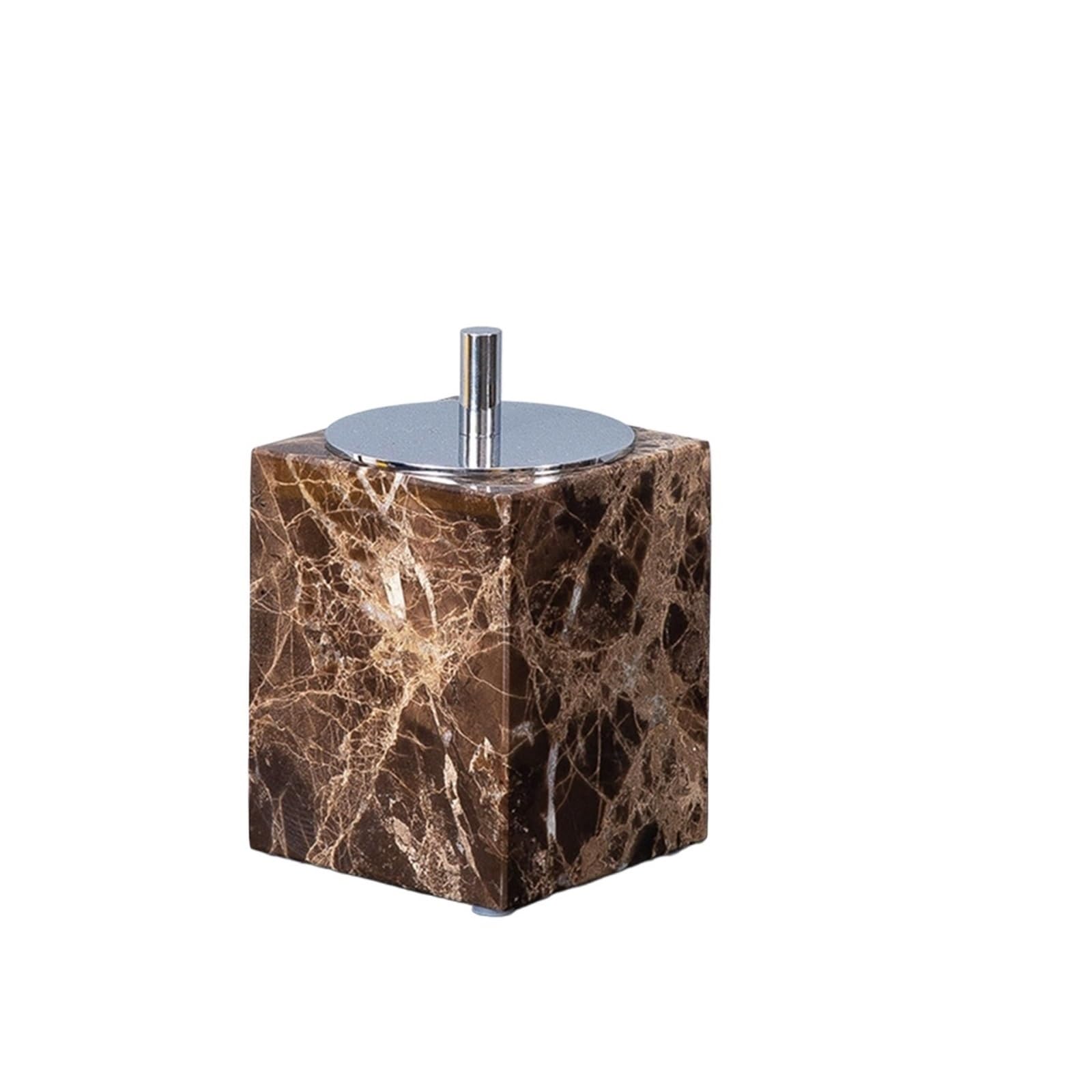 Ameeda Silver-Toothpick Box Bathroom Accessories Set Brown Natural Marble Bathroom Accessories Luxury Marble Soap Dispenser Toothbrush Holder Soap Dish Tray Set For Bathroom(Silver-Toothpick Box)