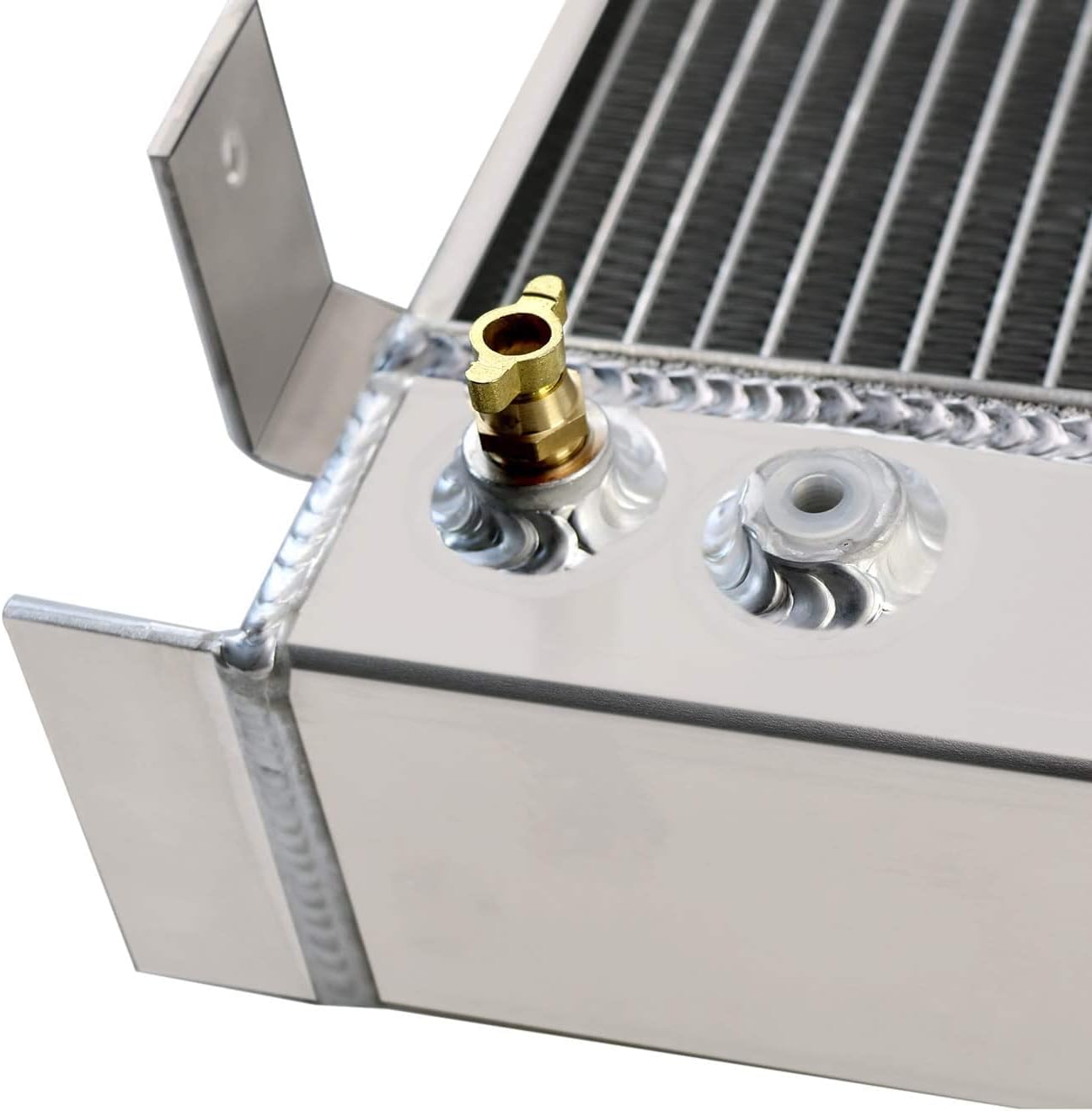 ALLOYWORKS 4 Row Core Aluminum Radiator for 1930 1931 1932 Ford MODEL A 30 31 32 33 34 35 36 37 38 Ford HIGH BOY COUPE CHEVY V8 Engine Downflow Radiators, Full Aluminum, AT MT