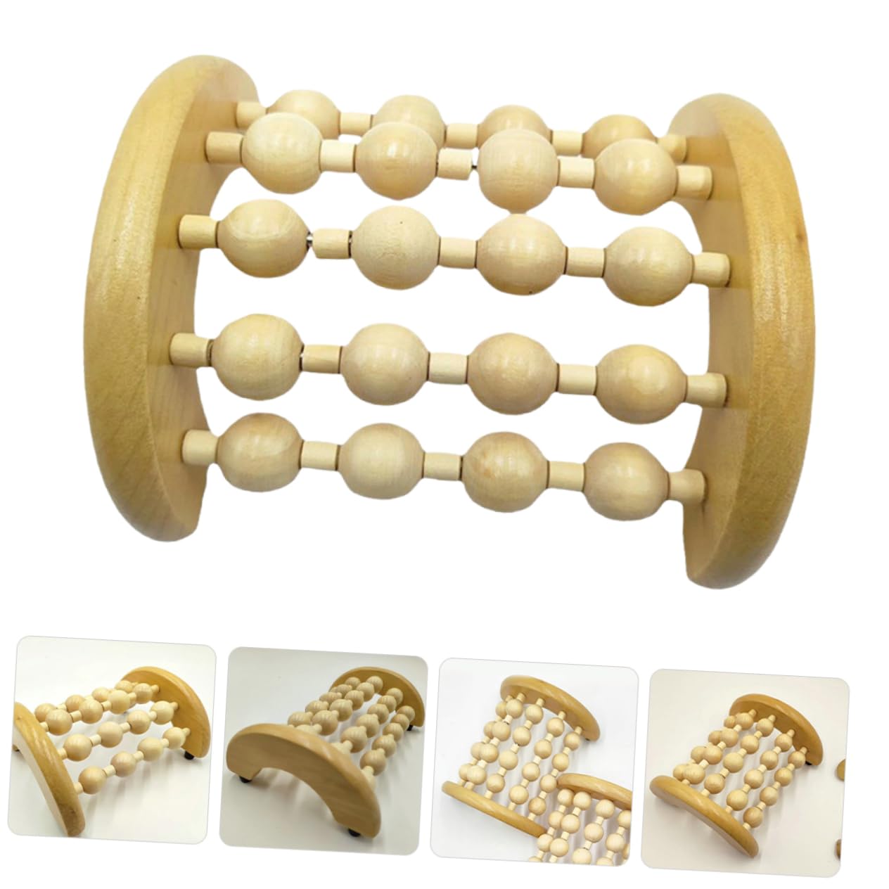 FRCOLOR 4 cojines de masaje para pies, masajeador de pies, portátil, rodillo de masaje de madera, masajeador de, pies, herramienta de presión de mano, rueda de desplazamiento pequeña