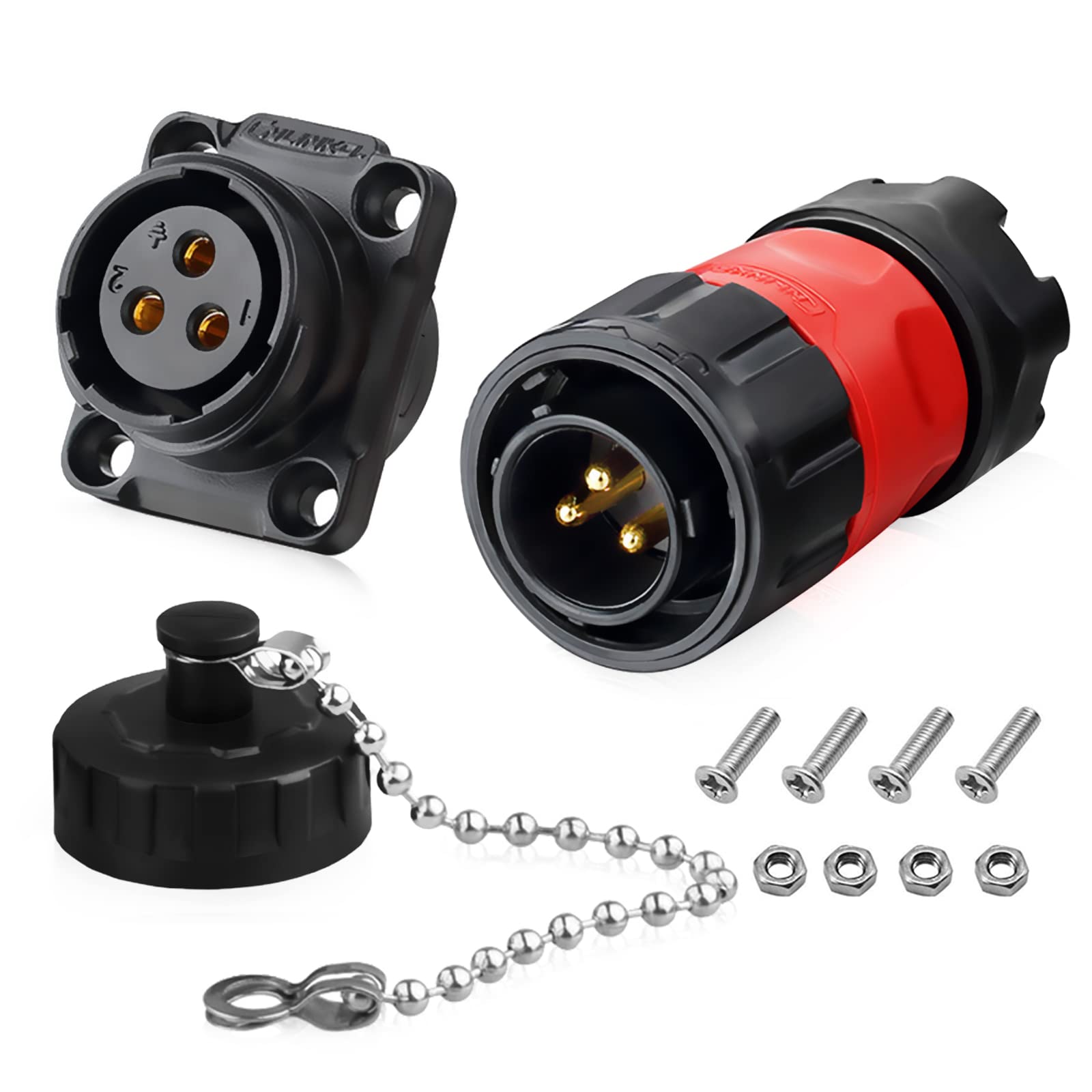 3 Pin Waterproof Electrical Connector, 3 Wire Connector for Automotive, Marine, RV, Solar, Indoor/Outdoor Cable