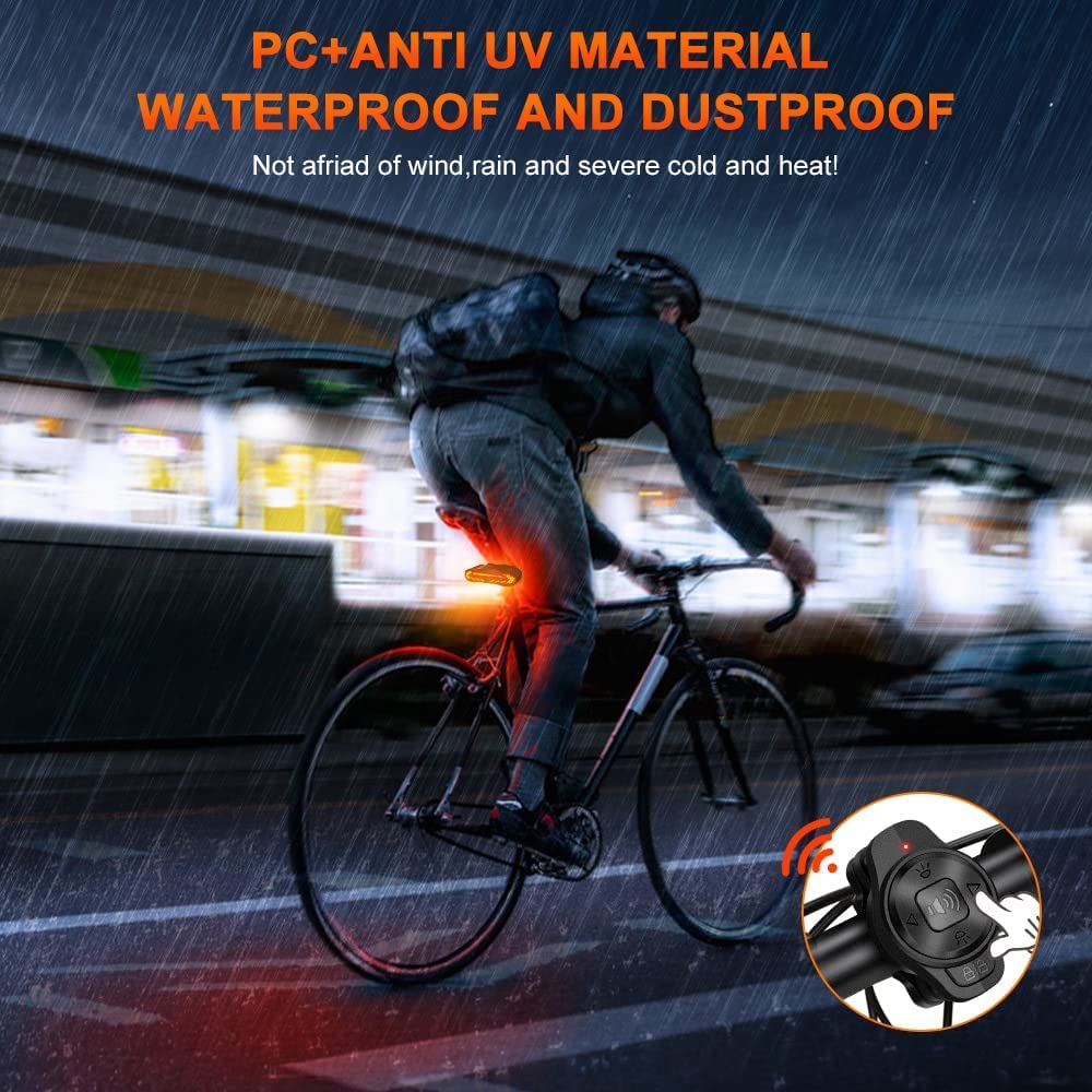 TIORU Bezprzewodowy alarm rowerowy Tylne światło tylne z kierunkowskazem IP65 Wodoodporny pilot USB Hamulec rowerowy Tylne światło,Set 2