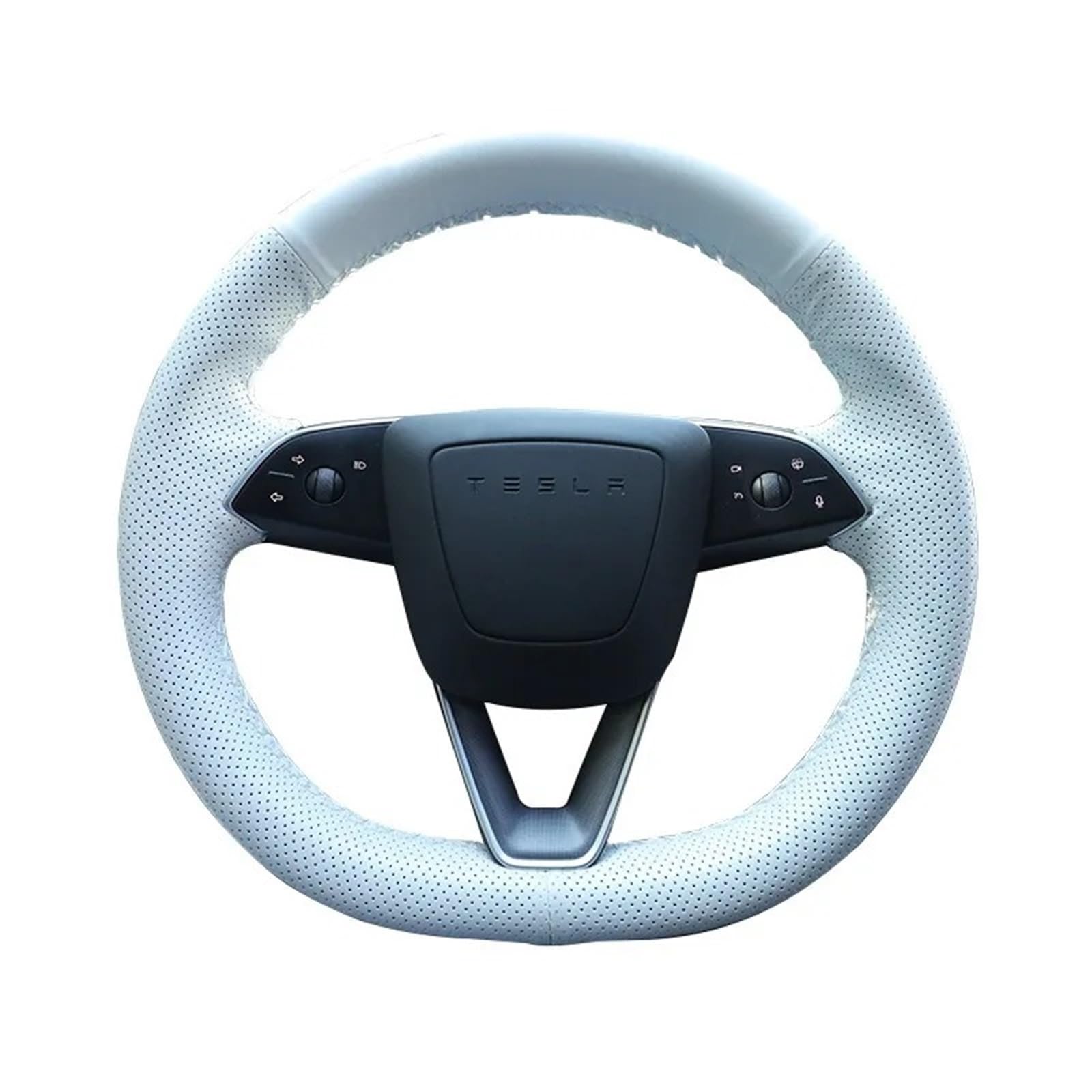 Funda de Volante de Cuero Cosida a Mano para Tesla Model Y Juniper Model 3 Highland Funda de Volante Antideslizante