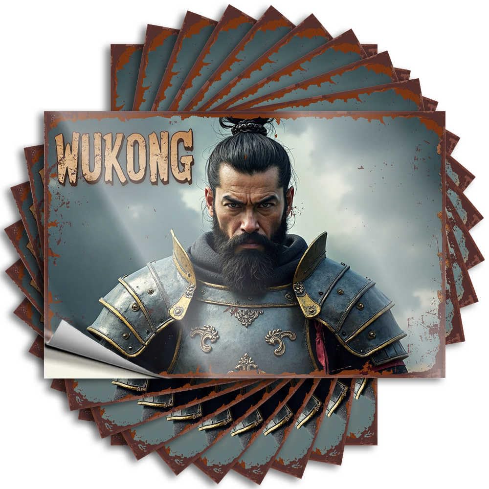 Tattoo Country Room Decor Easy Apply | Wukong: The Legendary Warrior of Myth Metal Window Peel and Stick(8X12CM)