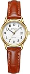 CIVO Montres pour femmes pour petits poignets: Montre de date analogique avec facile à lire chiffres arabes Cadran - Vintage Élégant Etanche en cuir - Cadeaux pour les femmes