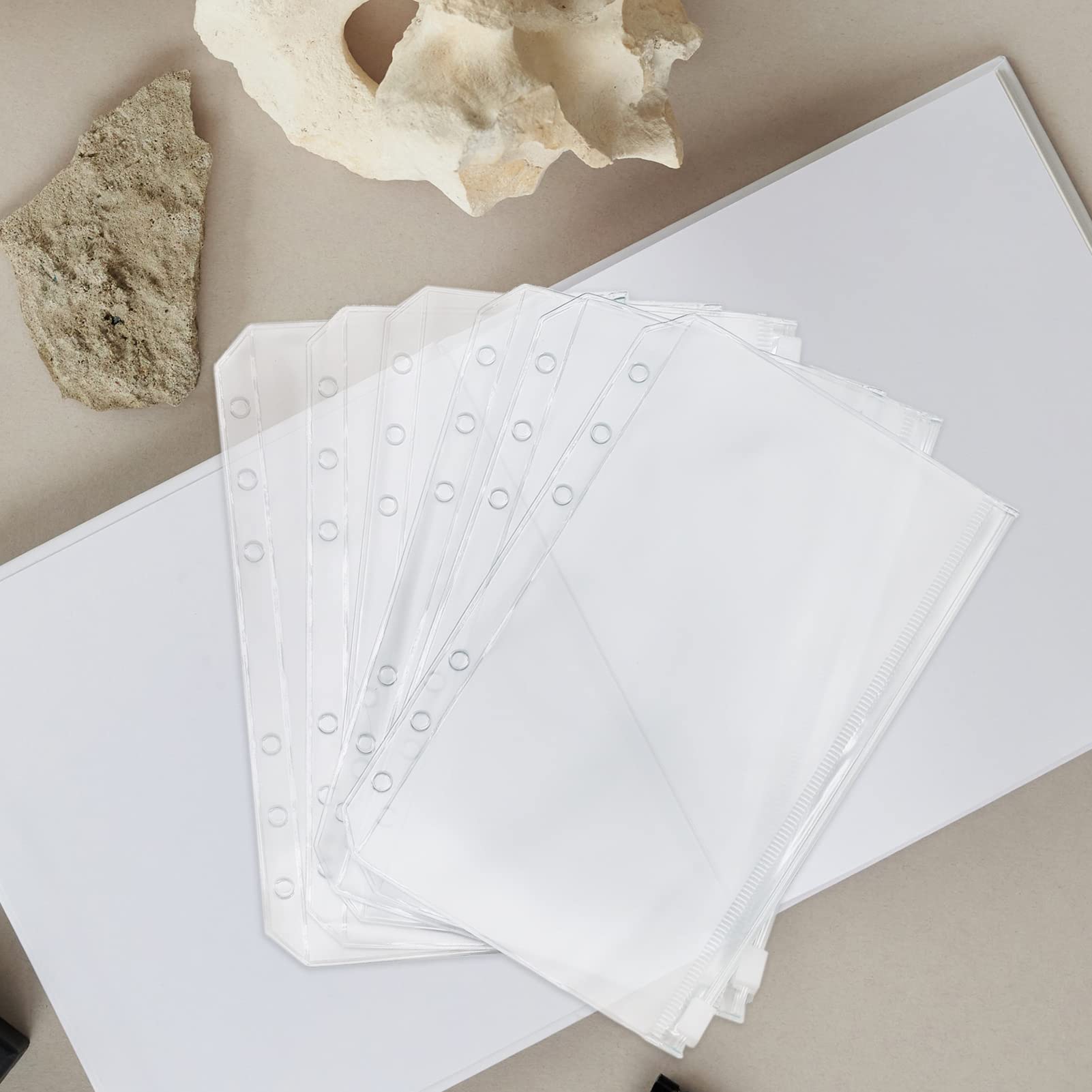 Carpeta de plástico A6 con cremallera impermeable 6 bolsas organizador documentos