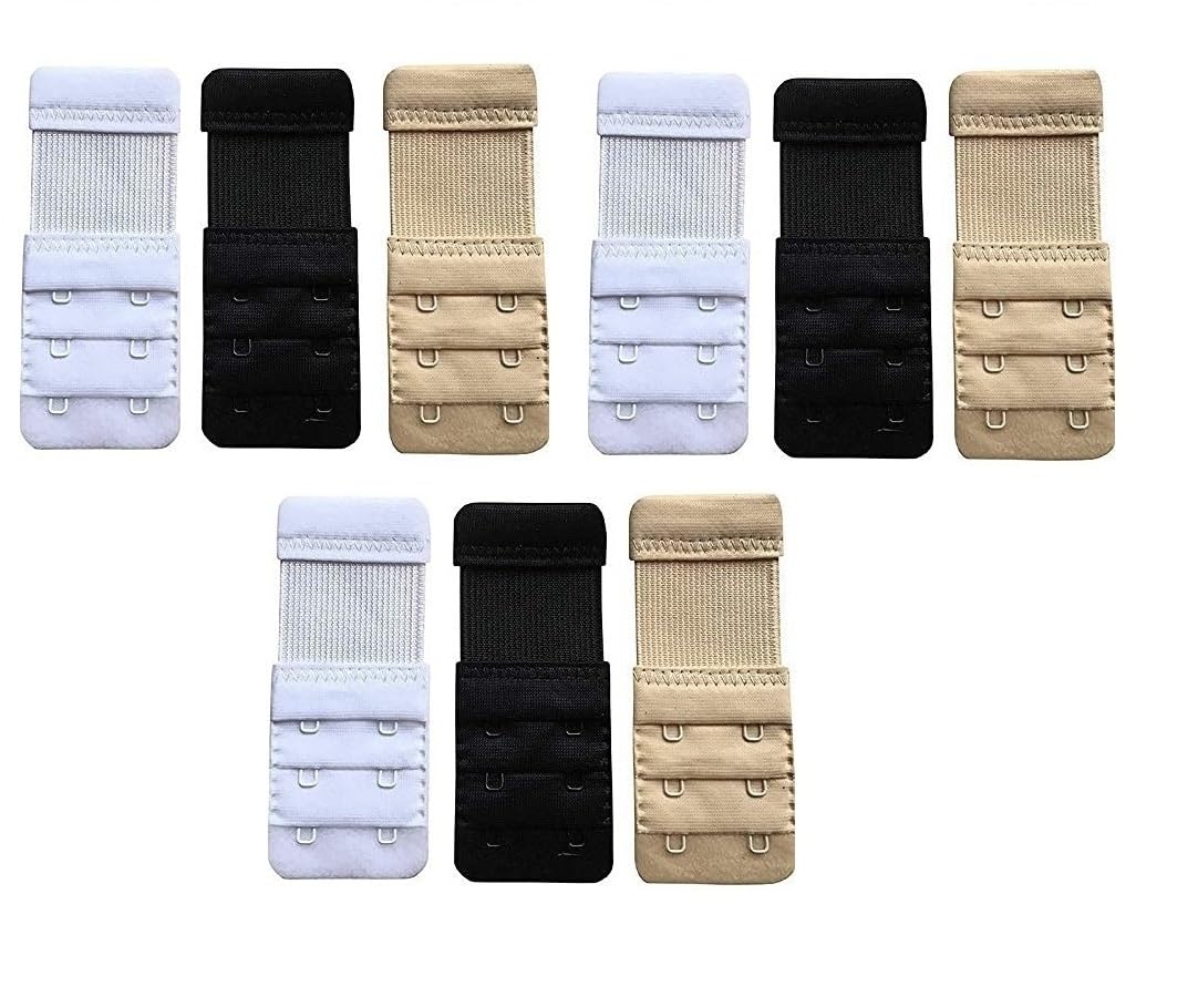 Bra Hook Extender-2 Hook - 3 Eye (with Extra Elastic) –Save Your Bra Increase Band Length-Bra Extender Hook-Bra Hooks for Women-Bra Hook Extender Combo-Black Skin White (Pack of 9)-image-8