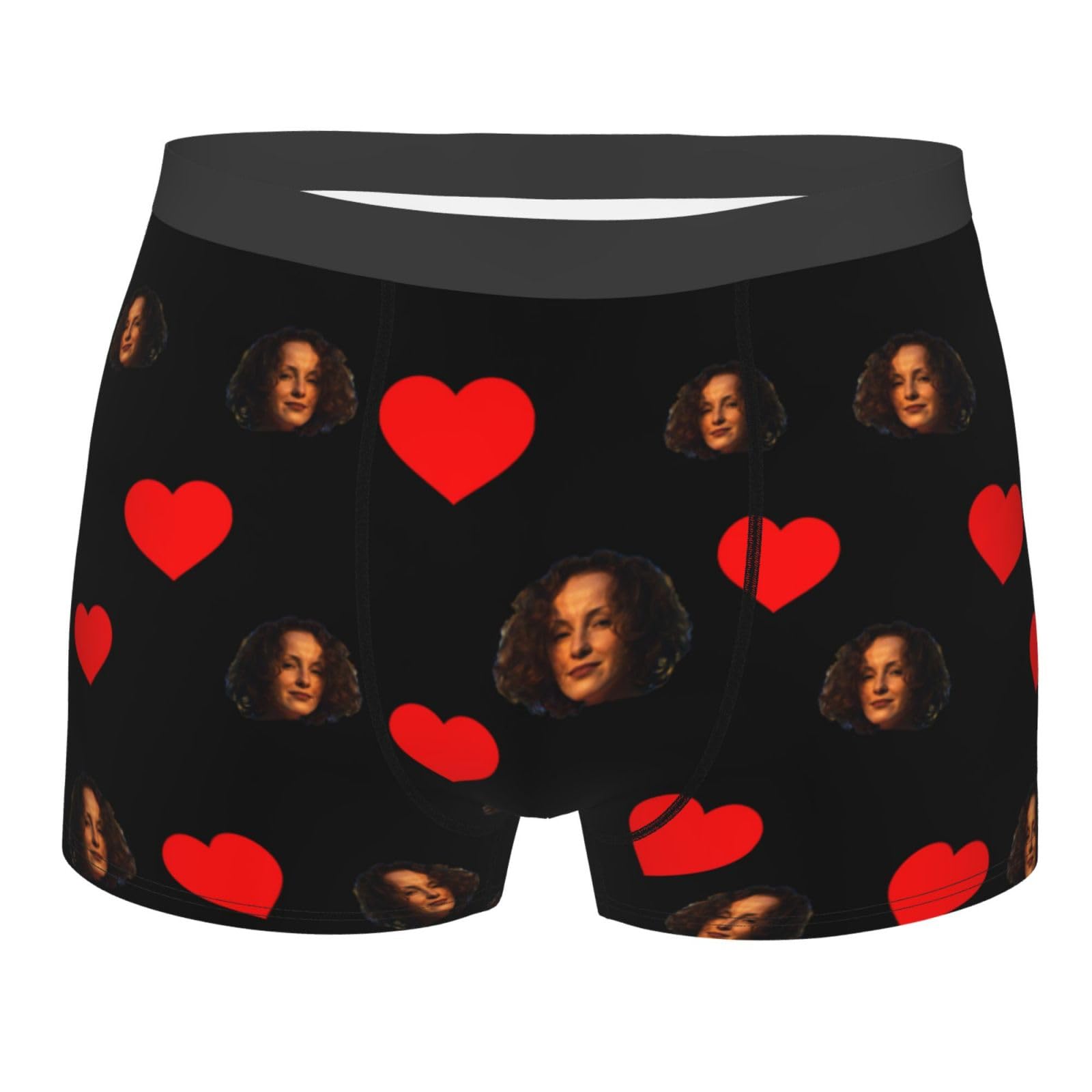 Ayambetus Custom Love Heart Photo Boxers Personalised Mens Boxer Briefs with Photo Face Customised Trunks Underwear Underpants Funny Gifts for Men Husband Boyfriend Fathers Valentines Day Size-L