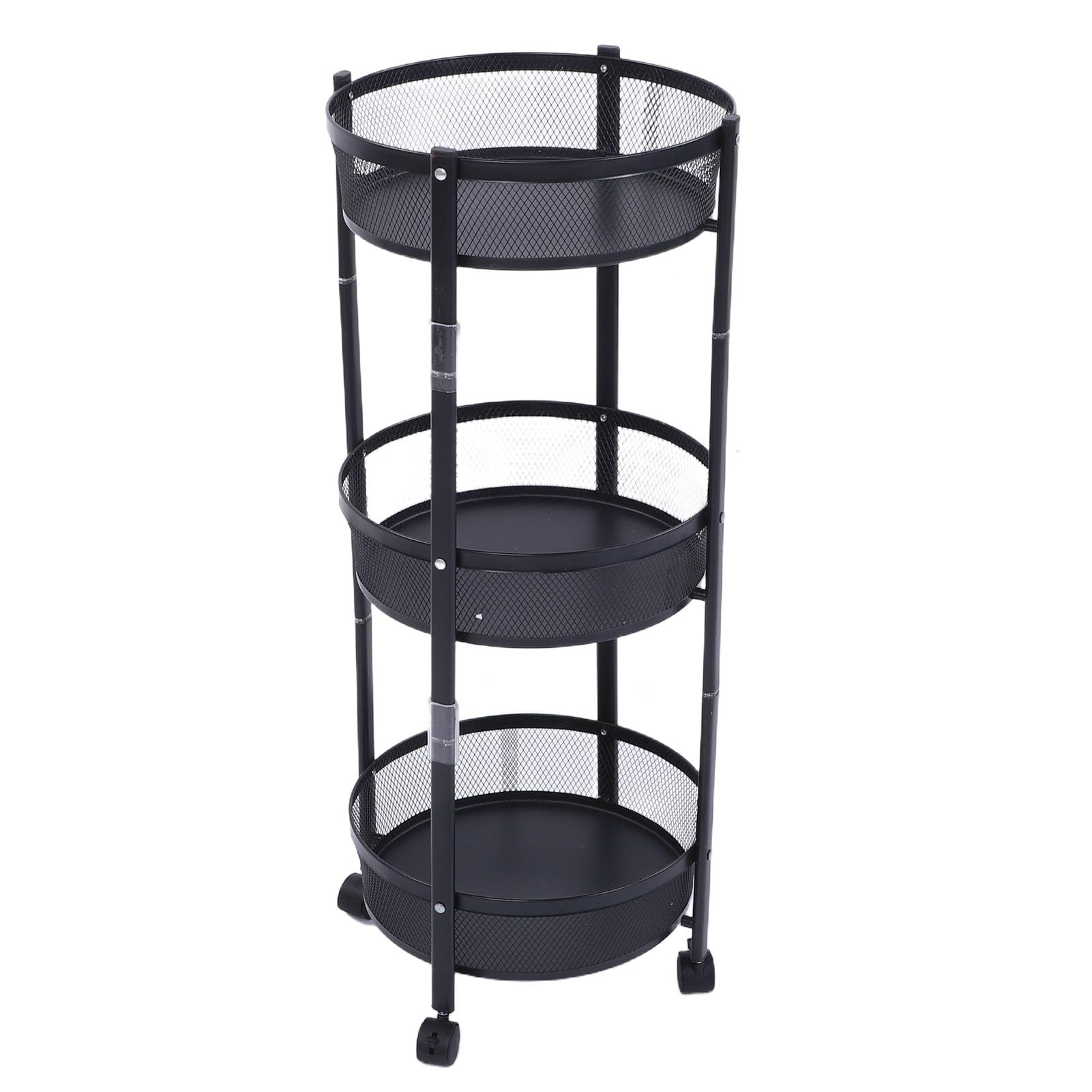 Hyuduo Metalowy Wózek Kuchenny Obrotowy 3-poziomowy, Składany regał (BLACK)