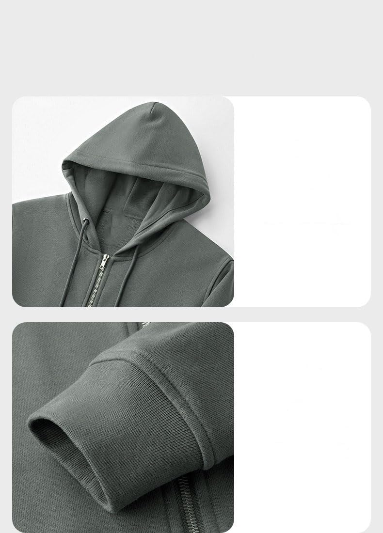HSQIBAOER Men's Hooded Jacket Cotton Casual Lightweight Lounge Sweatshirt Coats For Men