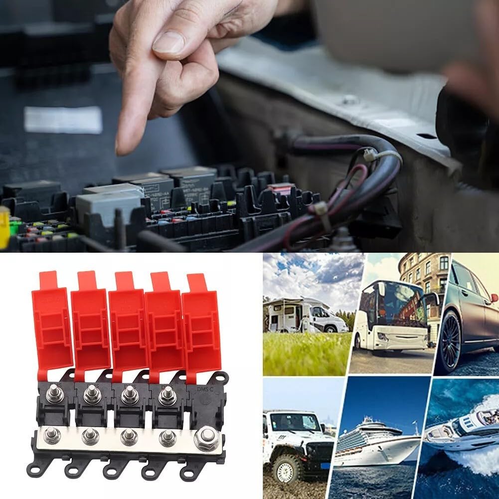 3 voies, 4 voies, 5 voies, 6 voies pour porte-bloc de fusibles midi, boîte à fusibles haute intensité 200 A avec pinces à dégagement rapide pour système électrique de voiture, camion