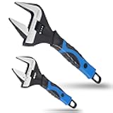 2 PCS Wide Opening Adjustable Wrench Set, 6-Inch & 10-Inch Deep Jaw Wrenches with Kitbag, for Home, Garage, and Workshop DIY