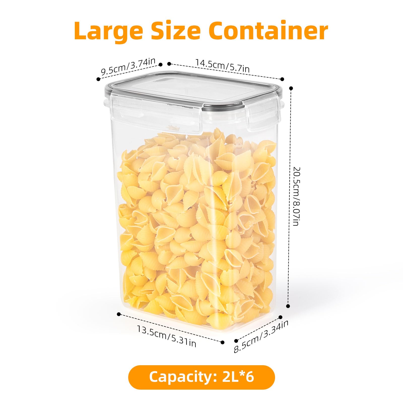 FoiiLiio 2L Contenitori Ermetici per Alimenti 8 Pezzi, Contenitori Plastica Cucina Organizer con Coperchio, Contenitore Alimentari per Dispensa, Credenza, Sicuro nel Microonde e Lavastoviglie