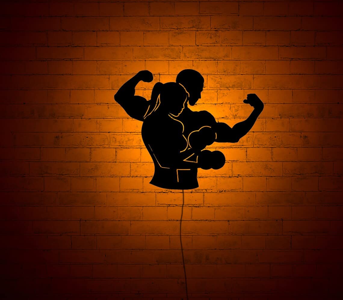 SHAYONA Gym Sport Fitness Lighted-up WallArt with RGB Color Changing Led, Wall Decor, Home Decor, Birthday Gift, Personalized Gifts, Gift, 1