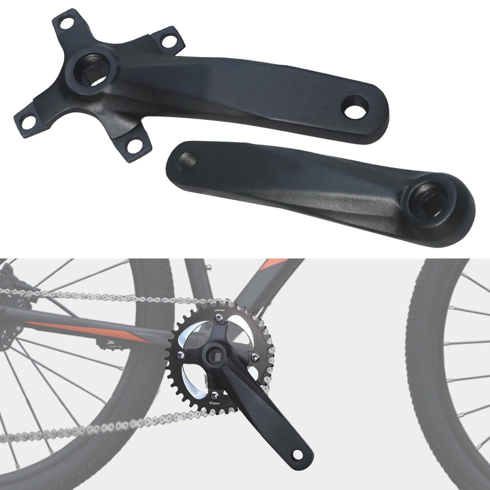 harayaa Guarnitura per Bicicletta in 2 Pezzi con Pedivella Come Set di Guarnitura E Pezzo di Ricambio Realizzato in Lega di Alluminio Leggera