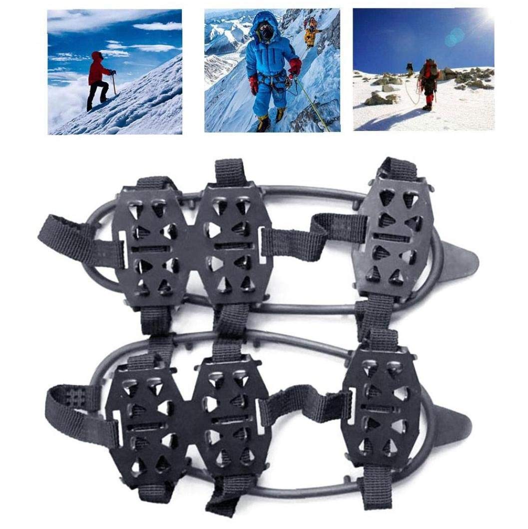 Chaussure Boot Crampons Snow Ice Traction Shoe 24 Dents Snow Antidérapant Crampons Noir M Size Couvre-Chaussures 1 Paire