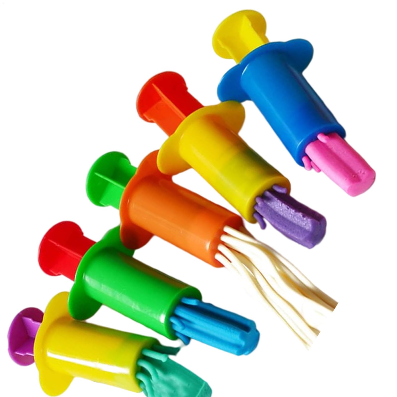 5/10 Pieces Extruding Syringes Dough Plasticine Mold Crafting Tool, Playdough Accessories for Kids, Assorted Designs Dough Extruders Set, Plasticine Squeeze Syringe Set, Educational Craft Toys