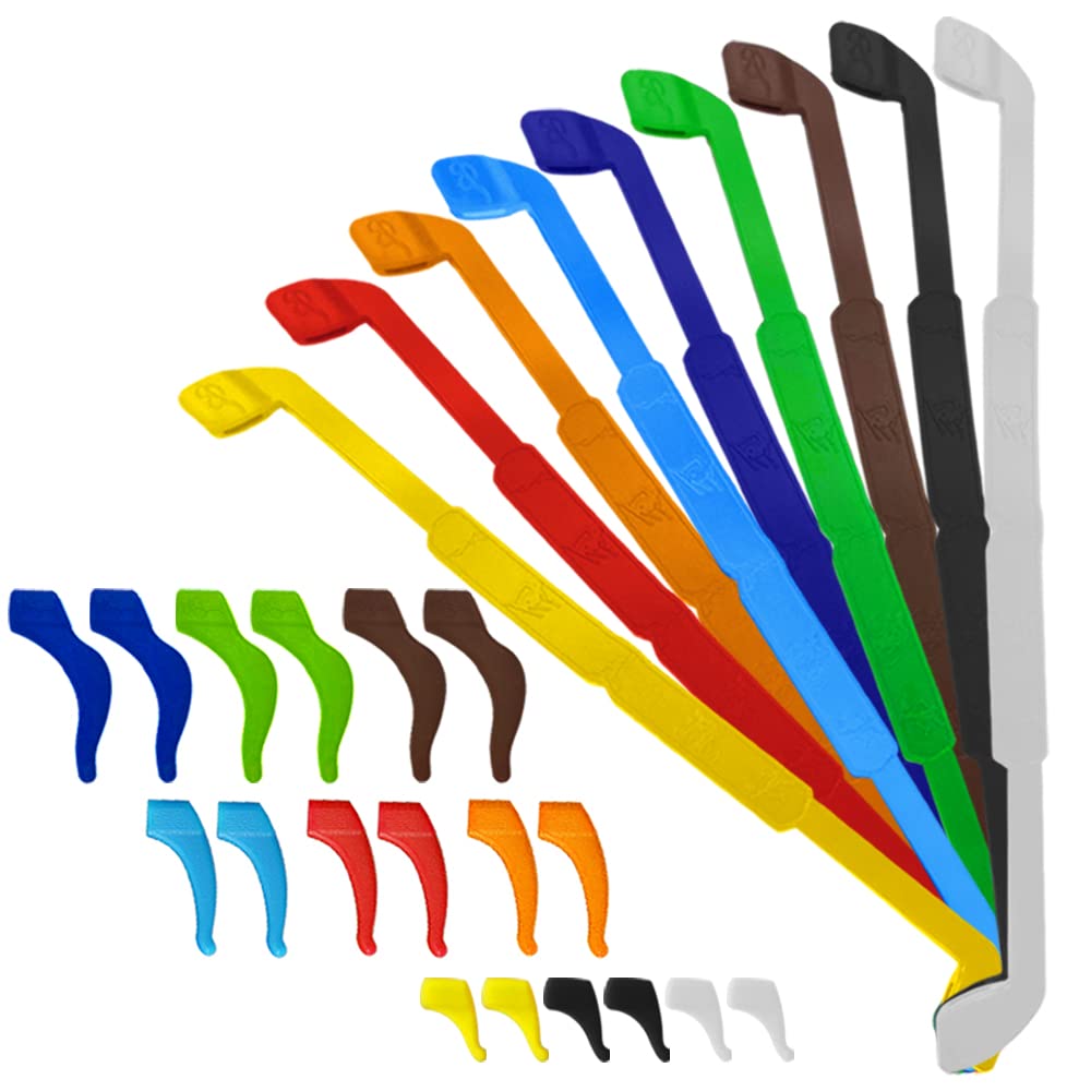 Senhai 9 correas de silicona antideslizantes para gafas, soporte suave para gafas para niños y adultos, con 9 colores diferentes, 3 tamaños, agarre de gancho para la oreja para deportes, estudio