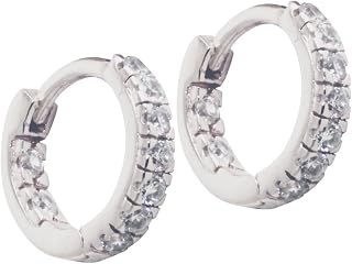 nyc Mini Hoop "Huggie" Earrings with CZ "Inside Outside" [Jewelry]