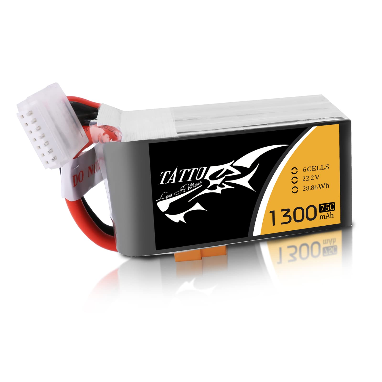 TATTU 6S Lipo 1300 mAh 22,2 V 75C Soft Case Lipo Batería con conector XT60 para UAV Drone FPV Carrera RC Quadrocopter